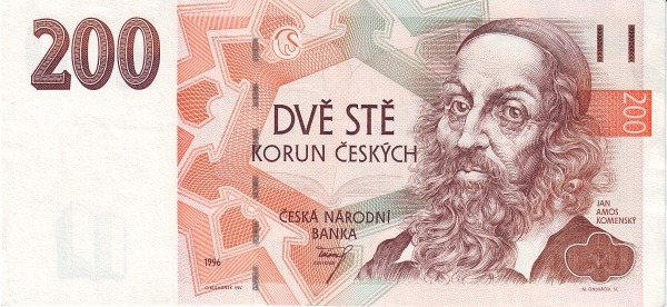 200 Korun Českých CZK Banknote (1994-1996 Czech National Bank Issue) 1996