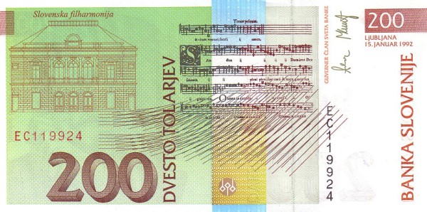 200 Tolarjev SVN Banknote (Standard Circulation) 1992-2004 (reverse)
