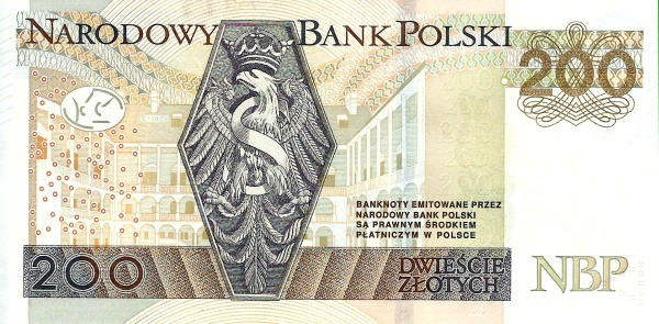 200 Złotych POL Banknote (PRL Period (People’s Republic of Poland)) 2015 (reverse)