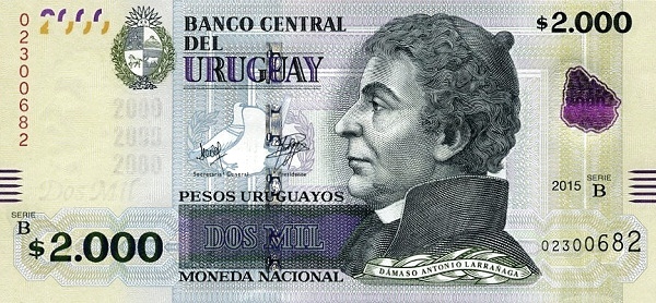 2000 Uruguayan Peso Banknote (Damaso Antonio Larranaga)