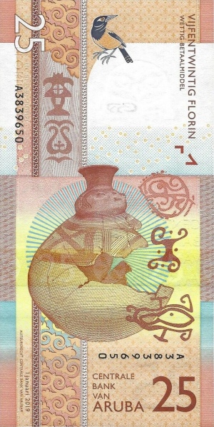 25 Aruban Florin Banknote (Troupial) (reverse)