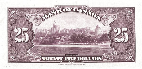 25 Dollars CAN Banknote (1935 Issue) 1935 (reverse)