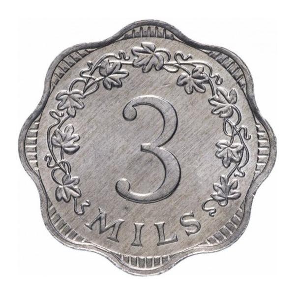 3 mils coin Malta (reverse)
