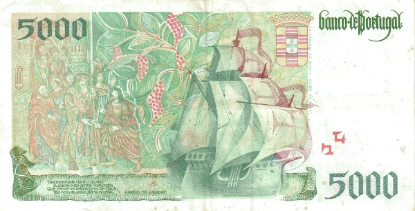 5.000 Escudos POR Banknote (Mid-20th Century Escudo Notes) 1995-1998 (reverse)