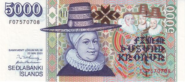5.000 Krónur ISL Banknote (Modern Krona Issue) 2001
