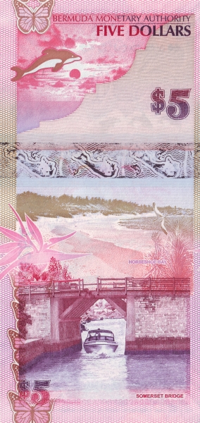 5 Bermudian Dollar Banknote (Blue Marlin) (reverse)