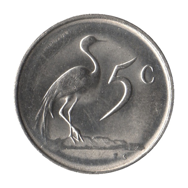 5 Cents coin (Blue Crane, 1970-1989) (reverse)