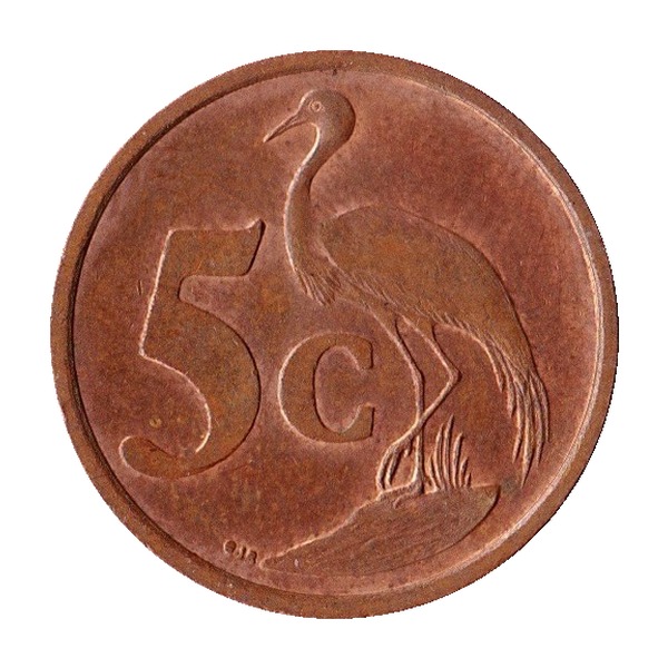 5 Cents coin (Blue Crane, 1996-2000) (reverse)