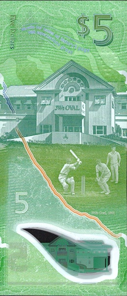 5 Dollars BRB Banknote (Standard Issue) 2022 (reverse)