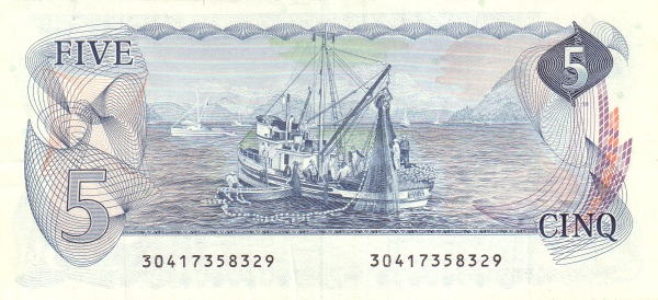 5 Dollars CAN Banknote (1979 Modified Design Issue) 1979 (reverse)
