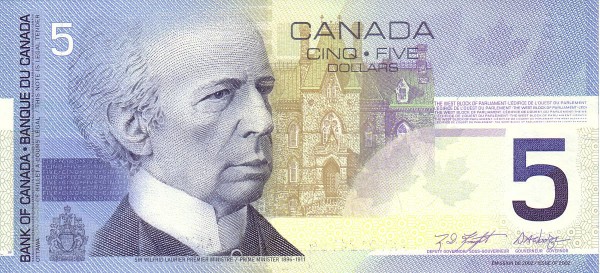5 Dollars CAN Banknote (2001-2006 Canadian Journey Issue) 2001-2005