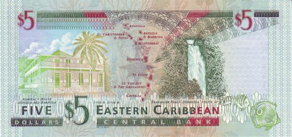 5 Dollars XCD Banknote (2000 Issue (Without Left Extension)) 2000