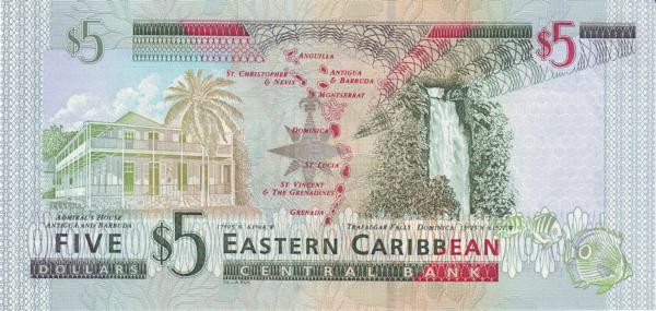 5 Dollars XCD Banknote (2003 'Silver Foil' Issue) 2003