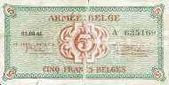 5 Francs Belges / Belgische Frank BEF Banknote (1946 Military Payment Certificates Issue) 1946