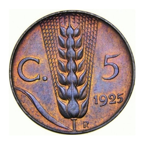 5 Italian Centesimi coin (reverse)