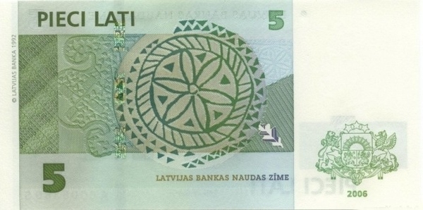 5 Lati LAT Banknote (Final Lats Series (2006-2009)) 2006-2009 (reverse)