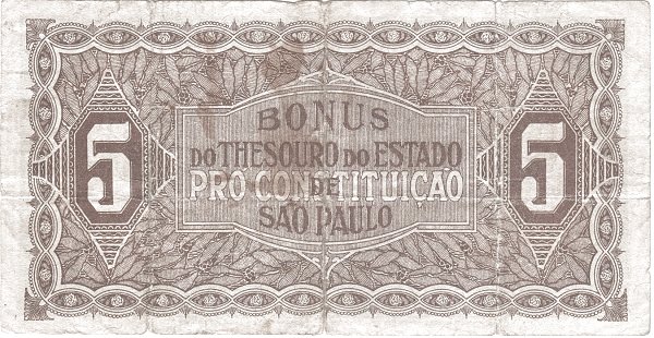 5 Mil Reis BRA Banknote (Brazil Banknote Issue) 1932 (reverse)
