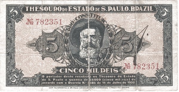 5 Mil Reis BRA Banknote (Brazil Banknote Issue) 1932