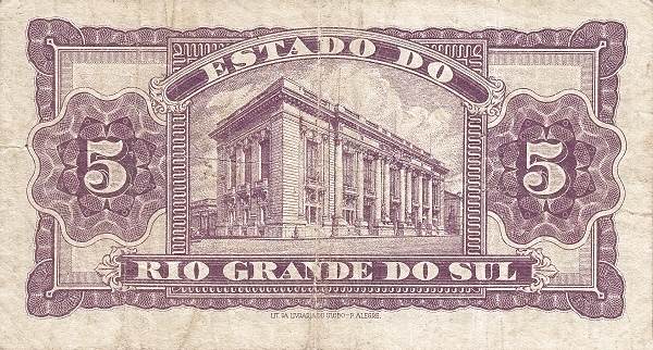 5 Mil Reis BRA Banknote (Brazil Banknote Issue) 1934 (reverse)