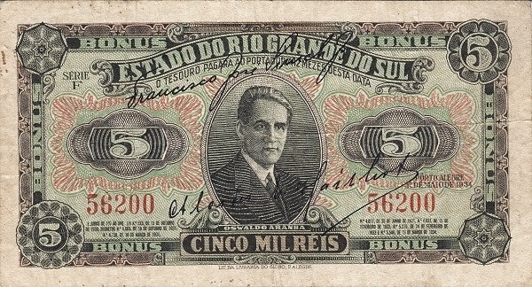 5 Mil Reis BRA Banknote (Brazil Banknote Issue) 1934