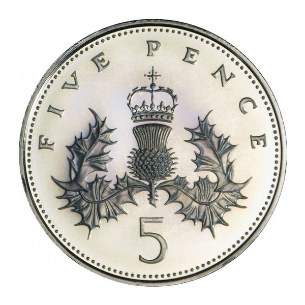 5 Pence Coin Great Britain (Crowned Thistle) Large (reverse)
