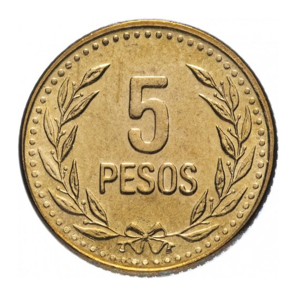 5 Pesos coin Colombia (laurel wreath) (reverse)