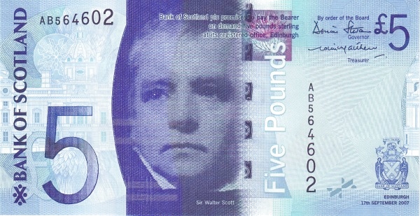 5 Pounds Sterling GBR Banknote (Bank of Scotland Issue) 2007-2011