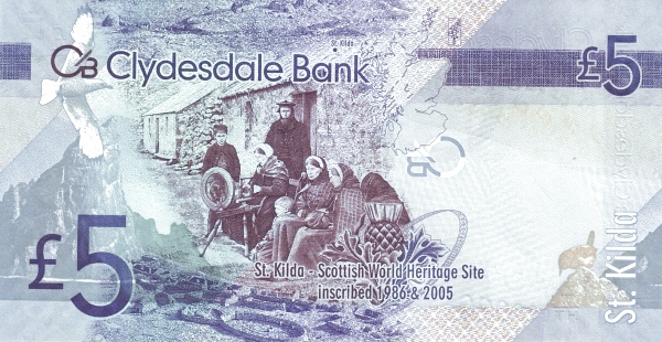 5 Pounds Sterling GBR Banknote (Clydesdale Bank Issue) 2009 (reverse)