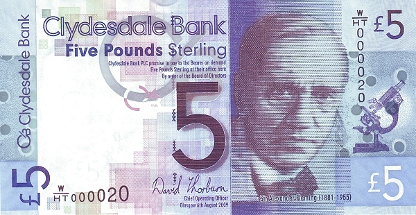 5 Pounds Sterling GBR Banknote (Clydesdale Bank Issue) 2009