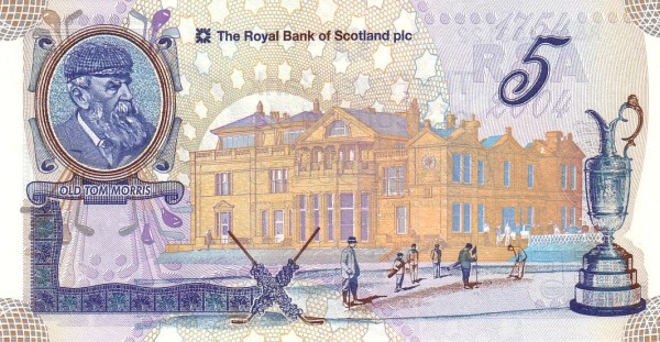 5 Pounds Sterling GBR Banknote (Royal Bank of Scotland Issue) 2004 (reverse)