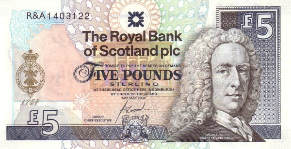 5 Pounds Sterling GBR Banknote (Royal Bank of Scotland Issue) 2004