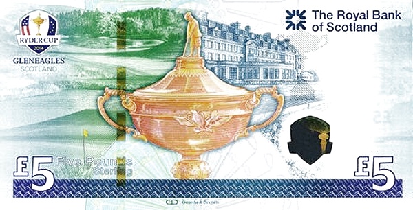 5 Pounds Sterling GBR Banknote (Royal Bank of Scotland Issue) 2014 (reverse)