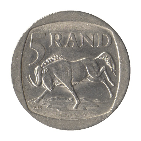 5 Rand coin (Wildebeest) (reverse)
