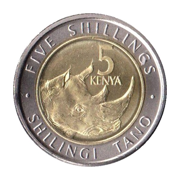 5 Shillings coin (Black Rhinoceros, Bi-Metallic) (reverse)