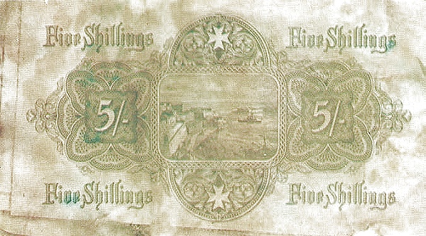 5 Shillings MLT Banknote (George V Issue) 1918 (reverse)