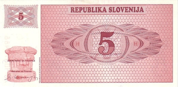 5 Tolarjev SVN Banknote (Independence Issue) 1990