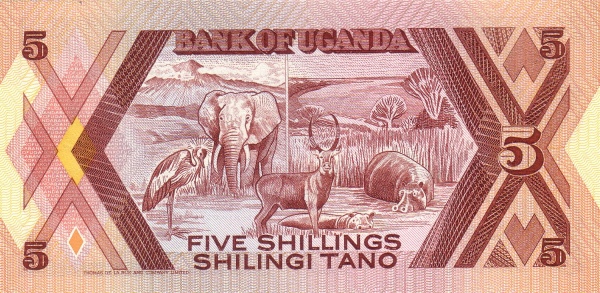 5 Ugandan Shillings Banknote (Wildlife) (reverse)