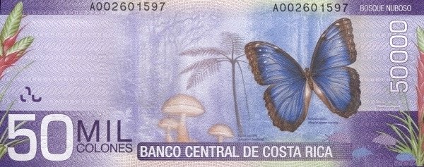 50,000 Costa Rican Colones banknote (Ricardo Jiménez Oreamuno) (reverse)