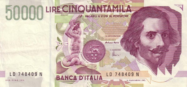50.000 Lire ITA Banknote (Modern Lira Banknotes) 1992