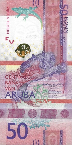 50 Aruban Florin Banknote (Red Land Crab)