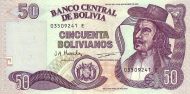 50 Bolivian Bolivianos Banknote (Perez De Holguin)