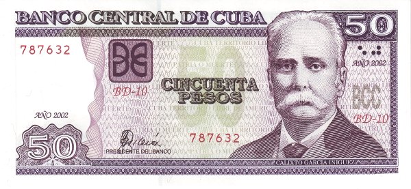 50 Cuban Pesos Banknote (Calixto Garcia Iniguez)