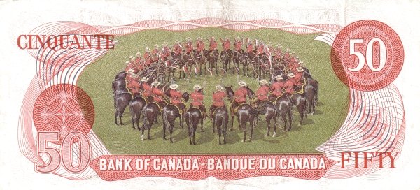50 Dollars CAN Banknote (1969-1975 Issue) 1975 (reverse)
