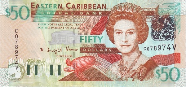 50 Dollars XCD Banknote (2003 'Silver Foil' Issue) 2003 (reverse)