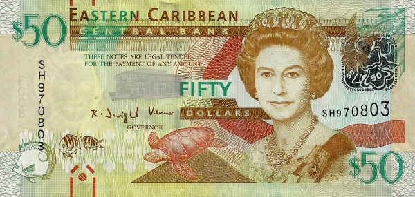 50 Dollars XCD Banknote (2012–2015 'Marks for the Blind' Issue) 2012