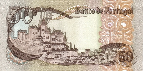 50 Escudos POR Banknote (Mid-20th Century Escudo Notes) 1968 (reverse)