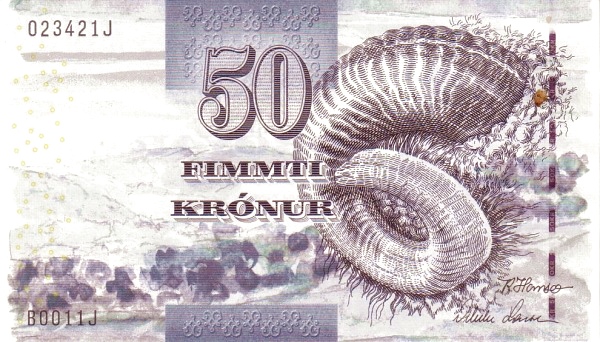 50 Faroese Kronur Banknote (Rams Horn)