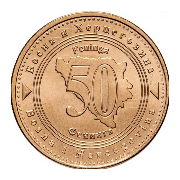 50 Feninga Bosnian Convertible Mark coin (reverse)