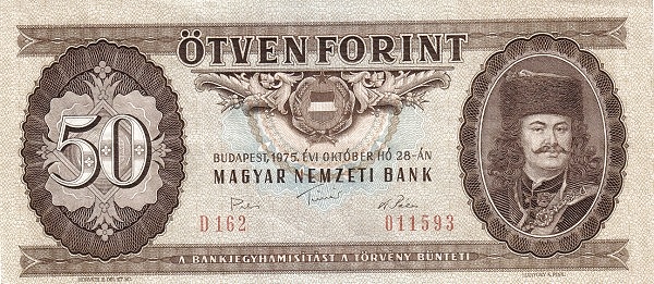 50 Forint HUN Banknote (Post-WWII Inflation / Stabilization) 1965-1989
