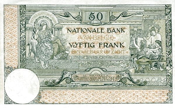 50 Francs / Frank BEF Banknote (Pre-World War I Issue) 1914 (reverse)